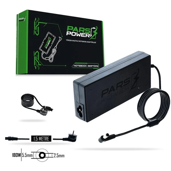 PARS POWER PRS-010 180W 19.5V 9.32A- 5.5*2.5MM Siyah ADAPTÖR ürün görseli 1