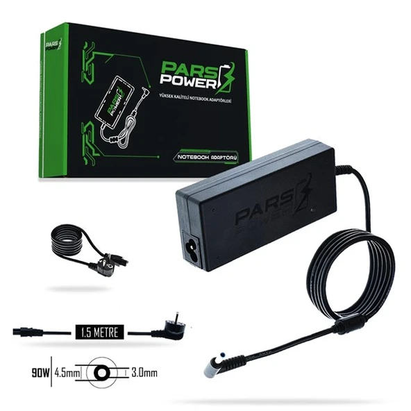 PARS POWER PRS-025 90W 19.5V 4.62A- 4.5*3.0MM Siyah ADAPTÖR ürün görseli 1