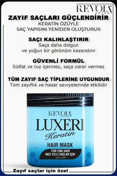 Revola Luxeri İnce Telli Saçlar İçin Tuzsuz Saç Maskesi 500 Ml Keratin - 2