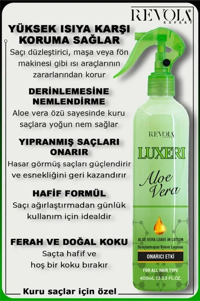 Revola Expert Luxeri Onarıcı Etki Fön Suyu 400 Ml Aloe Vera - 2