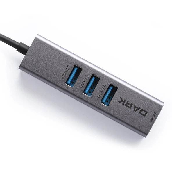 Dark DK-AC-USB332GL Gigabit Ethernet ve 3xUSB 3.0 Hub Çoklayıcı Adaptör - 1