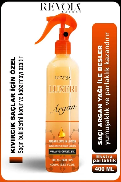 Revola Expert Luxeri Parlak ve Pürüzsüz Etki Fön Suyu 400 Ml Argan