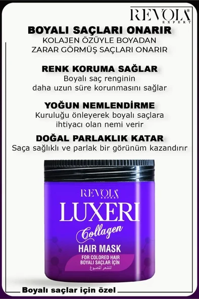 Revola Luxeri Boyalı Saçlar İçin Tuzsuz Saç Maskesi 500 Ml Kolajen - 2