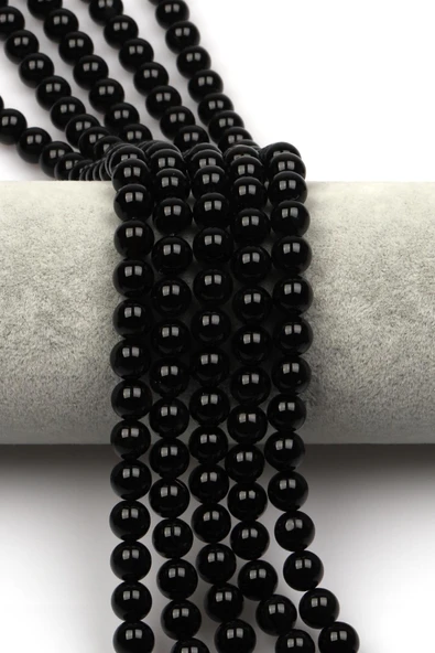 Siyah Akik Doğaltaş Dizi 8 mm Küre Kesim ürün görseli