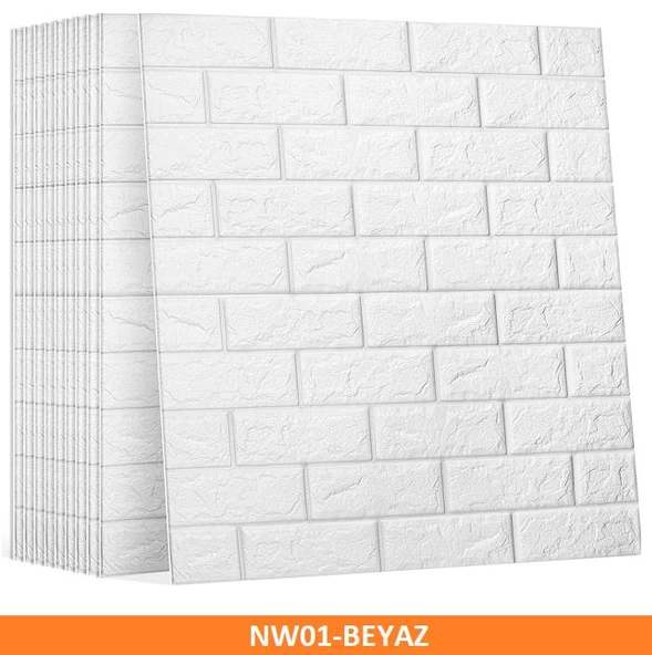 Renkli Duvarlar Kendinden Yapışkanlı 70x77Cm 10 Adet Taş Duvar Kağıdı Paneli - 2