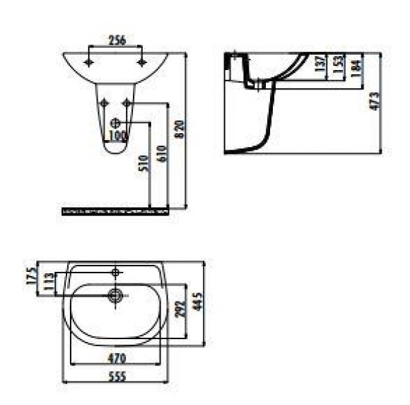 Creavit Sedef 45X55 Cm Duvara Monte Lavabo Sd055 - 2