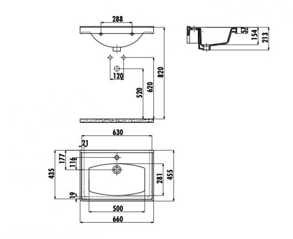 Creavit Sera 45x65 cm Etajerli Mobilya Dolap Uyumlu Lavabo TF165 - 2