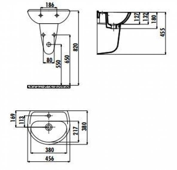 Creavit 36x45 cm Oval Duvara Monte Lavabo TP146 - Resim 2