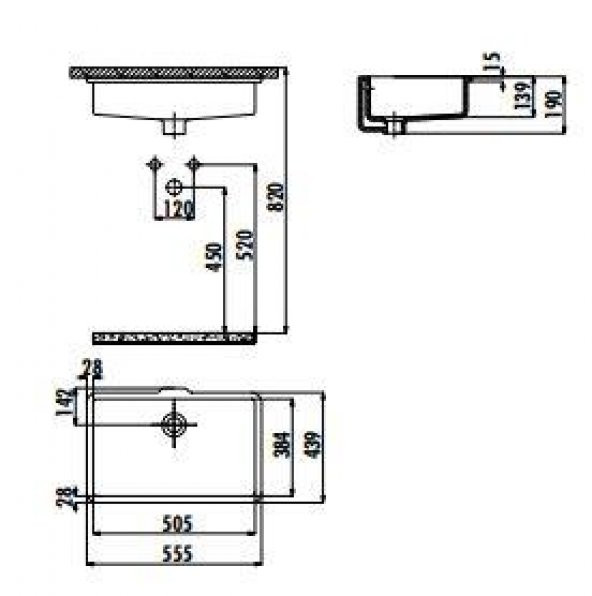 Creavit 38x51 Dikdörtgen Tezgah Altı Lavabo TP738 - 2