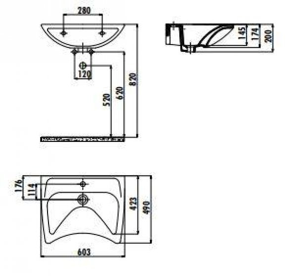 Creavit 50x60 cm Bedensel Engelli Duvara Monte Lavabo BD060 - 2