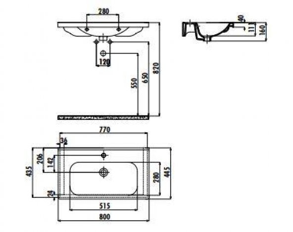 Creavit Eksen 45x80 cm Etajerli Mobilya Dolap Uyumlu Lavabo EK080 - 2