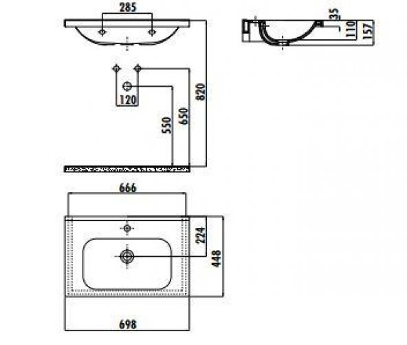 Creavit İdeal 45x70 cm Etajerli Mobilya Dolap Uyumlu Lavabo ID070 - 2