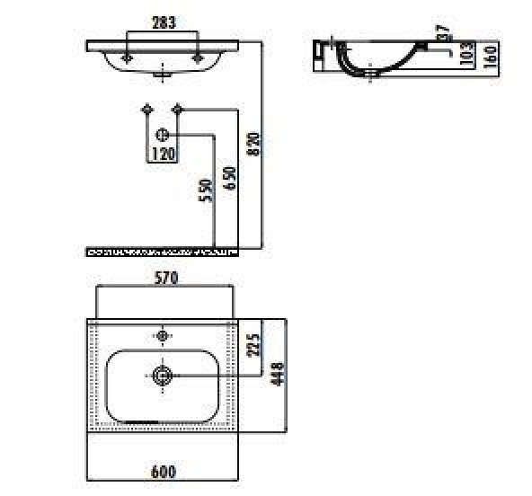 Creavit İdeal 45x60 cm Etajerli Mobilya Dolap Uyumlu Lavabo ID060 - 2