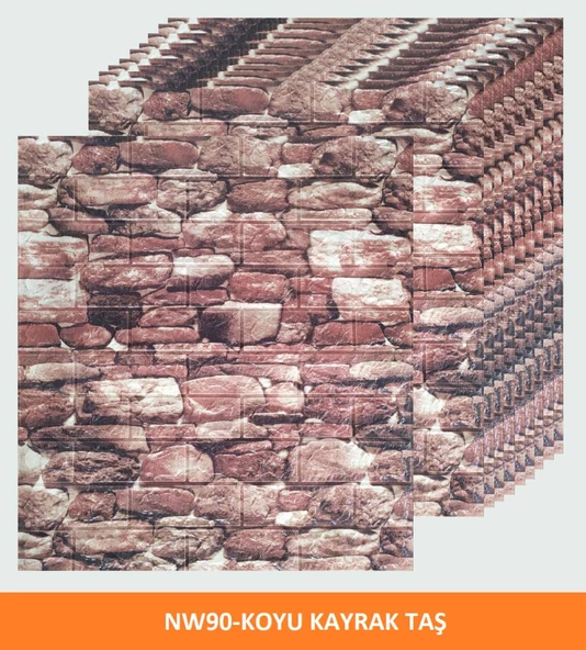 Renkli Duvarlar Kendinden Yapışkanlı 70x77Cm 10 Adet Taş Duvar Kağıdı Paneli - 9