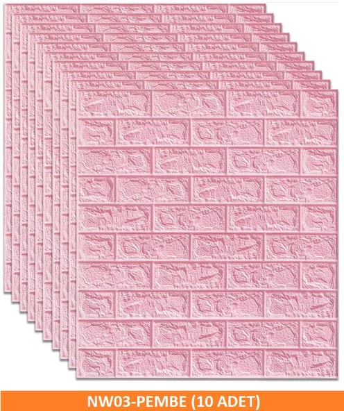 Renkli Duvarlar Kendinden Yapışkanlı 70x77Cm 10 Adet Taş Duvar Kağıdı Paneli - 4