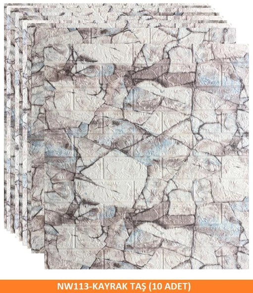 Renkli Duvarlar Kendinden Yapışkanlı 70x77Cm 10 Adet Taş Duvar Kağıdı Paneli - 8