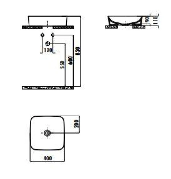 Creavit Ultra 40 cm Tezgah Üstü Çanak Lavabo UL040 - Resim 2