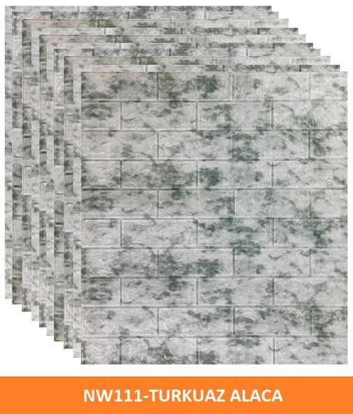 Renkli Duvarlar Kendinden Yapışkanlı 70x77Cm 10 Adet Taş Duvar Kağıdı Paneli - 11