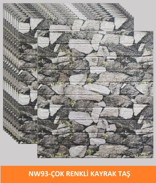 Renkli Duvarlar Kendinden Yapışkanlı 70x77Cm 10 Adet Taş Duvar Kağıdı Paneli - 10