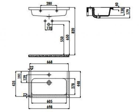 Creavit İdeal 45x100 cm Etajerli Mobilya Dolap Uyumlu Lavabo ID100 - 2