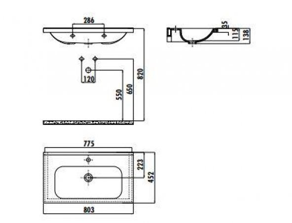 Creavit İdeal 45x80 cm Etajerli Mobilya Dolap Uyumlu Lavabo ID080 - 2
