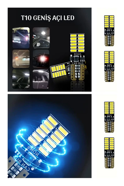 Oto 24LED Ampul 2'li Set, T10 Model 12V Beyaz-Mavi-Turuncu Işık, Fren, Park, Sinyal ve Geri Vites Lambası ürün görseli