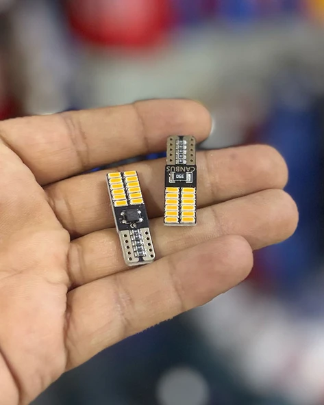 Oto 24LED Ampul 2'li Set, T10 Model 12V Beyaz-Mavi-Turuncu Işık, Fren, Park, Sinyal ve Geri Vites Lambası - Resim 7