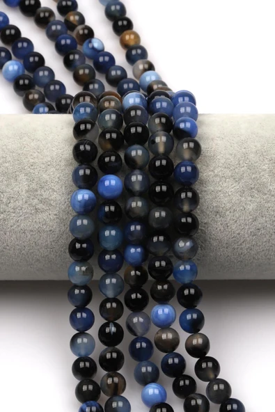 Mavi Akik Doğaltaş Dizi 8 mm Küre Kesim ürün görseli