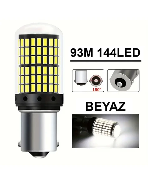 Oto 144LED Ampul 2'li Set, 93M 12V Tek Duy Beyaz Işık, Fren, Park, Sinyal Ampulleri ürün görseli