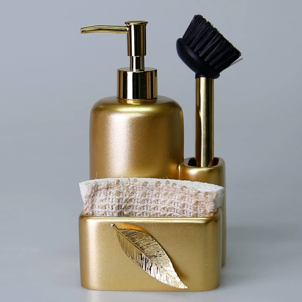 Selim Dekor Leaf Sıvılı Süngerlik  Altın - Resim 2