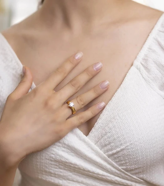 Yiğitbaşı Gold 22 Ayar Tektaş Yüzük 3234 - Resim 2