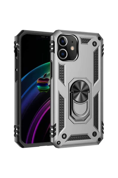 zore Apple Iphone 12 Mini Uyumlu Kendinden Standlı Mıknatıslı Silikon Kılıf ürün görseli