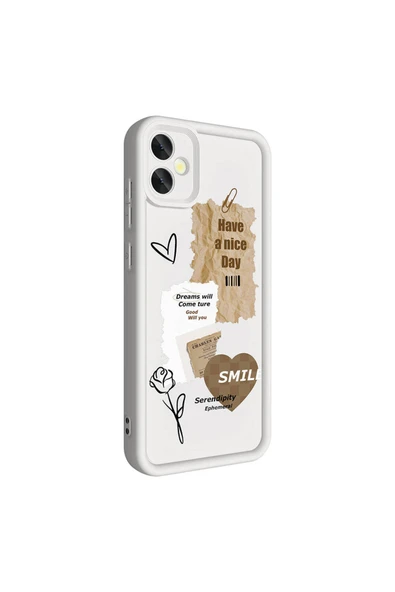 zore Galaxy A05 Kılıf Kamera Korumalı Baskılı Arka Yüzey Zore Klas Kapak - Beyaz