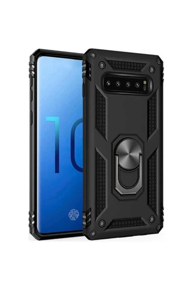 Vip-Aksesuar Samsung Galaxy S10 Uyumlu Kendinden Standlı Mıknatıslı Silikon Kılıf Siyah ürün görseli