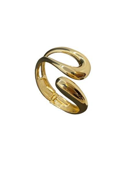 Modern Spiral Model Gold Renk Kaplama 316L Çelik Kadın Kelepçe Bileklik - Contemporary ürün görseli 1