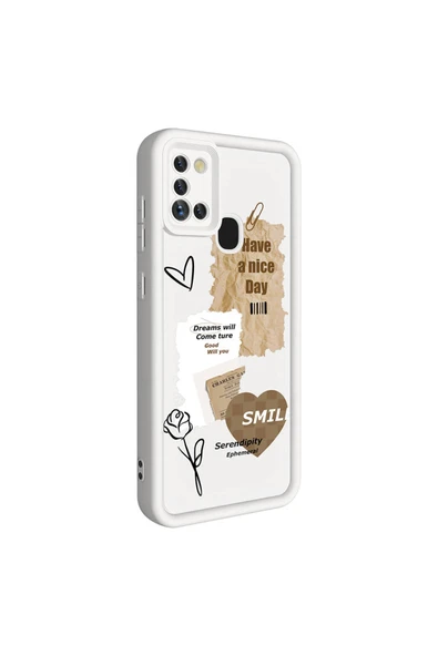 KILIFTECH Galaxy A21S Kılıf Kamera Korumalı Baskılı Arka Yüzey Zore Klas Kapak - Beyaz ürün görseli