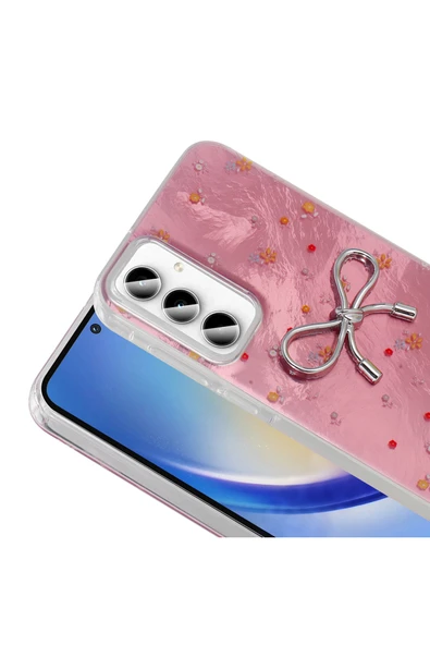 EFLİNK Galaxy A55 Kılıf Kamera Korumalı Figürlü Zore Ponti Silikon Kapak - Açık Pembe - 4