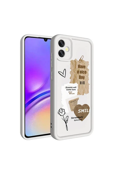 zore Galaxy A05 Kılıf Kamera Korumalı Baskılı Arka Yüzey Zore Klas Kapak - Beyaz - 2