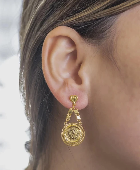 Yiğitbaşı Gold 22 Ayar Tuğralı Küpe 3276