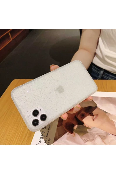 Vip-Aksesuar Apple Iphone 12 Pro Kılıf Parlak Taşlı Simli Korumalı Buzlu Esnek Silikon Kapak - Resim 3