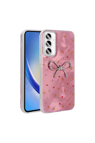 EFLİNK Galaxy A55 Kılıf Kamera Korumalı Figürlü Zore Ponti Silikon Kapak - Açık Pembe - 1