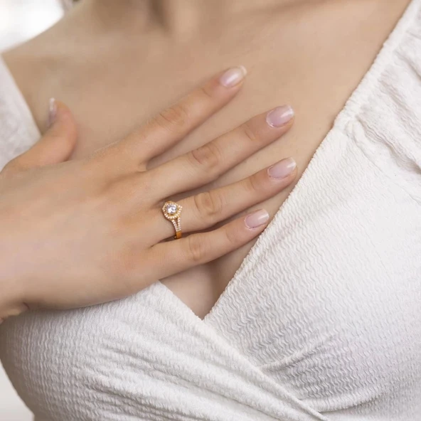 Yiğitbaşı Gold 22 Ayar Kalpli Baget Yüzük 3164