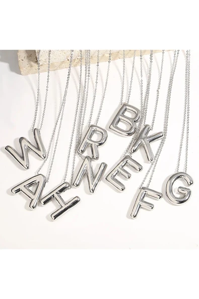 Vipfoni Özel Kutusunda Çelik Balon Harf Kolye - D ürün görseli