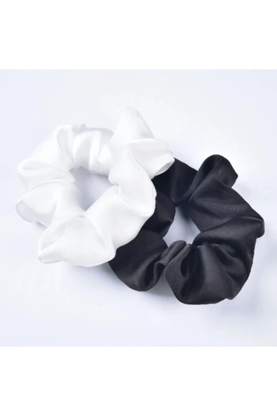 Vipfoni 2 Li Siyah Beyaz Saten Saç Lastik Simit Toka ürün görseli