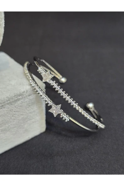 Vipfoni Yıldız Figürlü Suyolu Çelik Kadın Kelepçe Bileklik ürün görseli