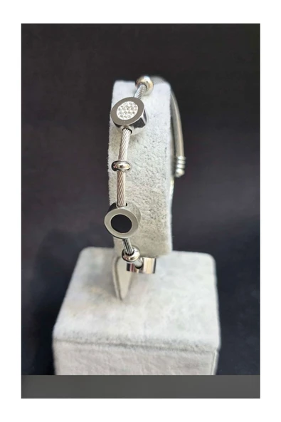 Vipfoni Zirkon Taşlı Çelik Charm Kelepçe Bileklik ürün görseli