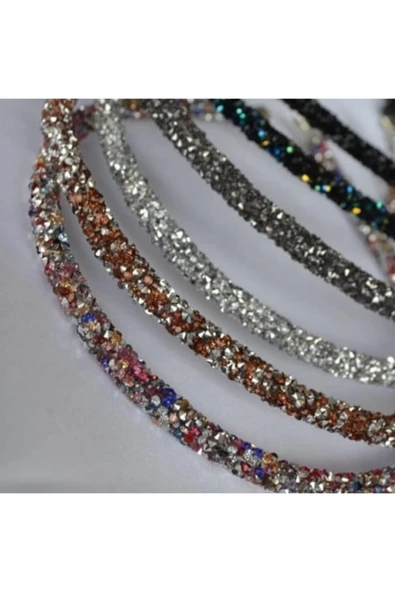 Vipfoni Kristal Taşlı Simli İnce Bant Taç 2 Adet - Resim 2