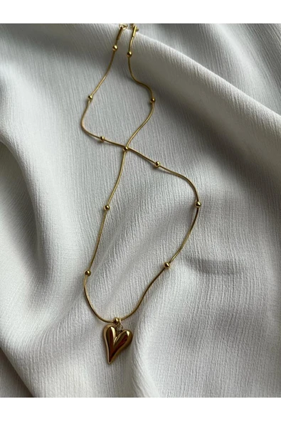 Vip Aksesuar Kalp Çelik Kolye - Resim 3