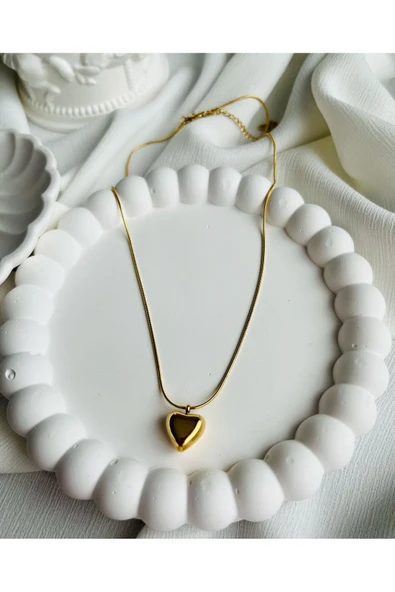 Vipfoni Çelik Gold Renk Bubble Kalp Kolye ürün görseli 1