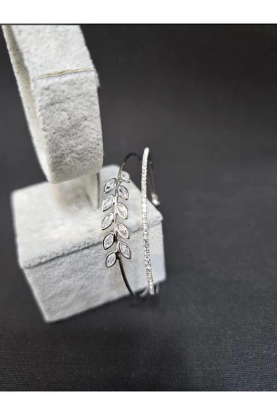 Vipfoni Zirkon Taşlı Başak Figürlü Suyolu Kadın Kelepçe Bileklik ürün görseli